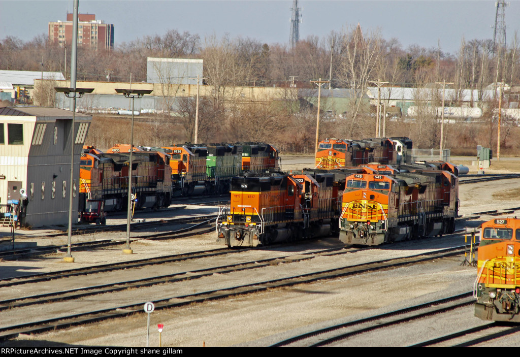 BNSF 545 Sits along with alot of power.